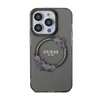 Guess IML Flowers Wreath MagSafe - pouzdro pro iPhone 15 Pro (černé)