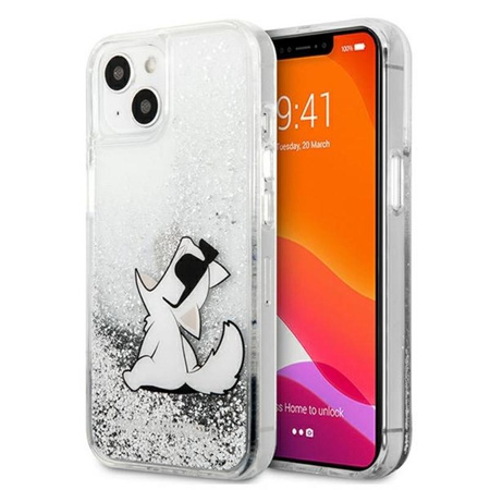 Karl Lagerfeld Liquid Glitter Choupette Fun - Etui iPhone 13 (srebrny)