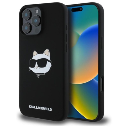 Karl Lagerfeld Silicone Choupette Head Print MagSafe - Etui iPhone 16 Pro (czarny)