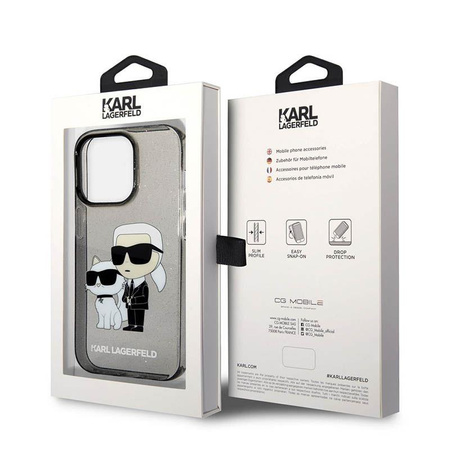 Karl Lagerfeld IML Glitter NFT Karl & Choupette - iPhone 14 Pro Tasche (schwarz)