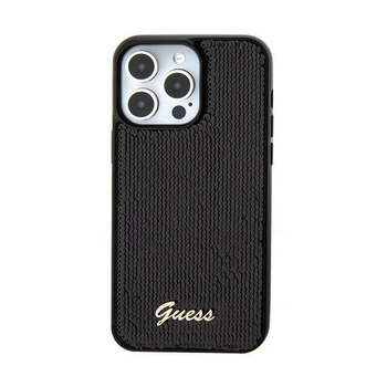 Guess Sequin Script Metal - Case for iPhone 15 (Black)