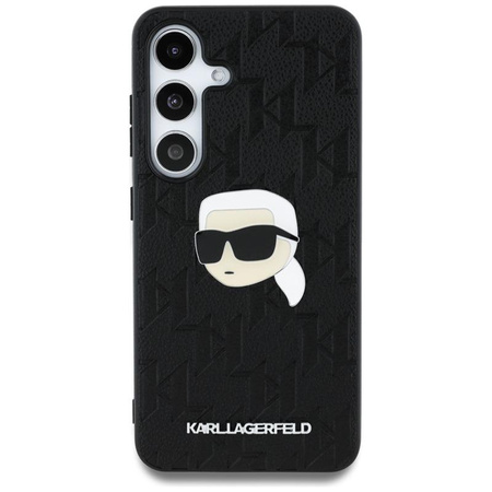Karl Lagerfeld Kožené pouzdro s monogramem a logem Karl Head - Samsung Galaxy S25 (černé)