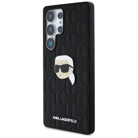 Karl Lagerfeld Leather Monogram Pin Logo Karl Head - Samsung Galaxy S25 Ultra Case (black)