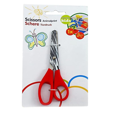 Topwrite - Schere 13 cm mit Tiermuster (Rot / Zebra)