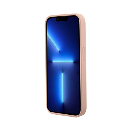 Guess Kroko-Dreieck Metall-Logo - iPhone 15 Pro Tasche (rosa)