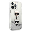 Karl Lagerfeld Liquid Glitter Karl & Choupette Head - iPhone 13 Pro Tasche (Silber)
