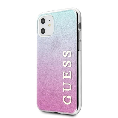 Guess Glitter Gradient - iPhone 11 Tasche (Rosa/Blau)