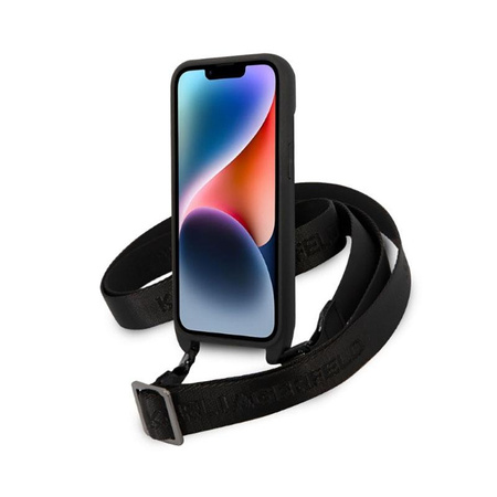 Karl Lagerfeld Monogram Plaque Logo Strap - pouzdro pro iPhone 14 (černé)