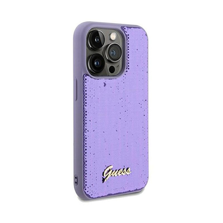 Guess Sequin Script Metal - pouzdro pro iPhone 14 Pro (fialové)