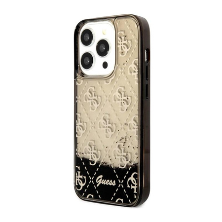 Pouzdro Guess Liquid Glitter Transculent 4G - iPhone 14 Pro (černé)