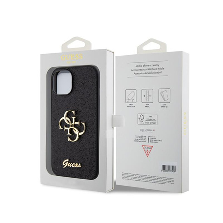 Guess Glitter Script Big 4G - iPhone 15 tok (fekete)