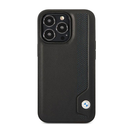 BMW Leather Blue Dots - Coque pour iPhone 14 Pro (noir)