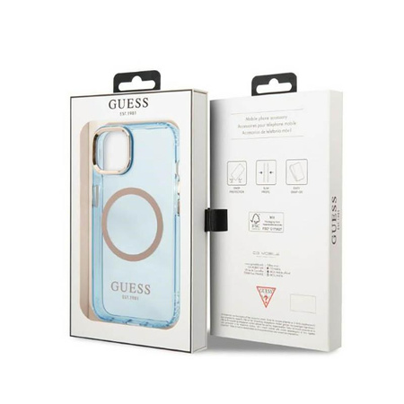 Guess Gold Outline Translucent MagSafe - iPhone 13 Case (blue)