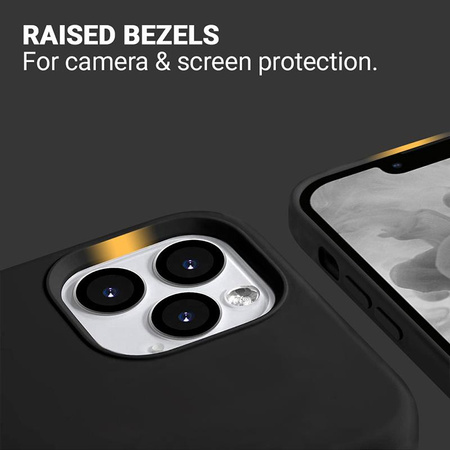 CZARNE ETUI SILIKONOWE DO IPHONE 13 PRO Crong Z MIKROFIBRĄ ELEGANCKIE
