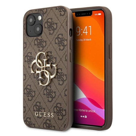 Guess 4G Big Metal Logo - pouzdro pro iPhone 13 (hnědé)