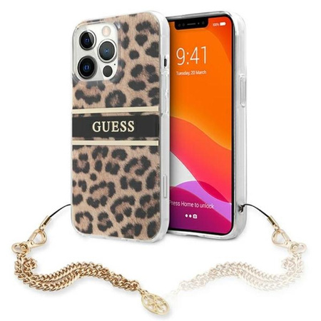 Guess Leopard Gold Chain - iPhone 13 Pro Max Case