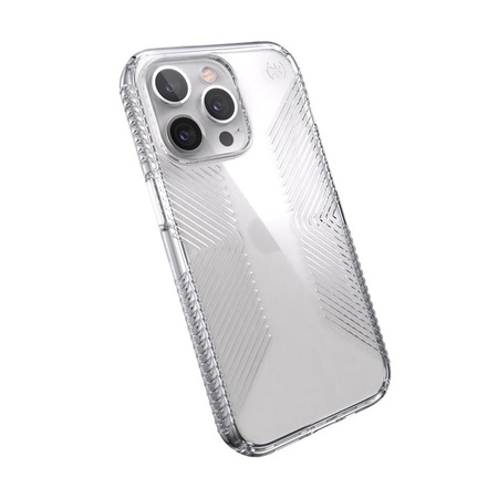 Speck Presidio Perfect-Clear with Grips - pouzdro pro iPhone 13 Pro s povrchovou úpravou MICROBAN (čiré)