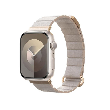 Crong Eclipse - Magnetický kožený řemínek pro Apple Watch 38/40/41/42 mm (béžový)