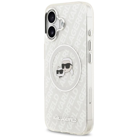 Karl Lagerfeld IML Glitter Karl & Choupette Heads Logo MagSafe - Hülle für iPhone 17 (grau)