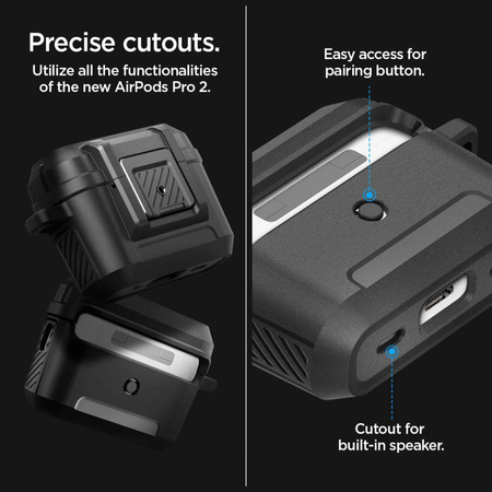 Spigen Lock Fit - Gepanzerte Hülle für Apple Airpods Pro 1 / 2 (Schwarz)
