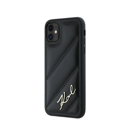 Karl Lagerfeld Diagonal Quilted Script - Hülle für iPhone 11 (schwarz)
