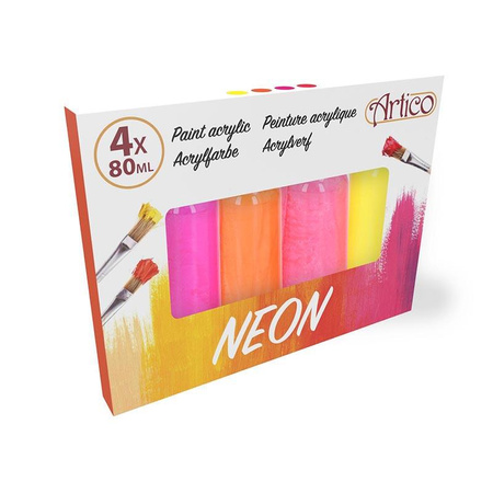 Artico - Set von Neon-Acrylfarben in 80 ml Tuben 4 Farben (2er Set)