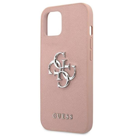 Guess Saffiano 4G Big Silver Logo - iPhone 13 Case (pink)