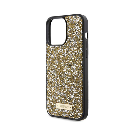 Guess Strass Metall Logo - iPhone 15 Pro Max Tasche (gelb)