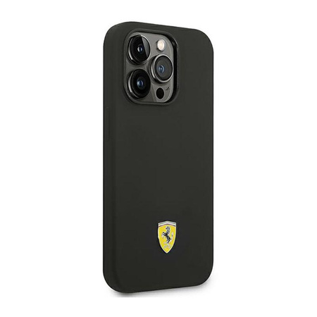 Ferrari Liquid Silicone Case Metal Logo MagSafe – Etui iPhone 14 Pro Max (Czarny)
