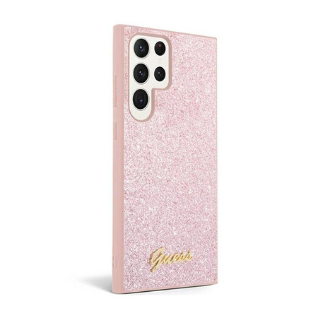 Guess Glitter Flakes Metal Logo Case - Samsung Galaxy S24 Ultra Case (pink)