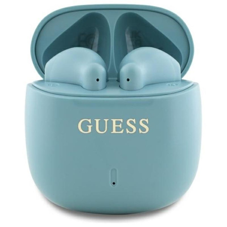 Guess Printed Classic Logo - TWS Bluetooth fejhallgató + töltőtáska (türkiz)