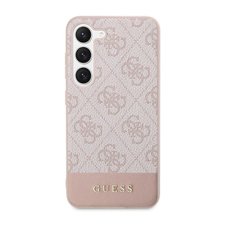 Pouzdro Guess 4G Bottom Stripe Metal Logo Collection - Samsung Galaxy S23+ (růžové)