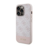 Guess 4G Bottom Stripe Metal Logo Collection - Coque pour iPhone 15 Pro (rose)
