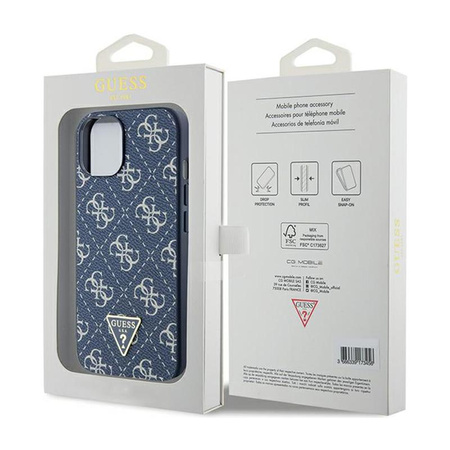 Guess 4G Triangle Metal Logo - Coque pour iPhone 15 Plus (bleu)