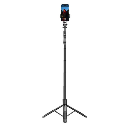 Crong SelfieGo Ultra - Aluminum selfie stick Bluetooth tripod (black)