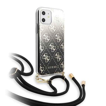 Guess 4G Gradient Hard Case - Coque avec dragonne amovible iPhone 11 (Noir)