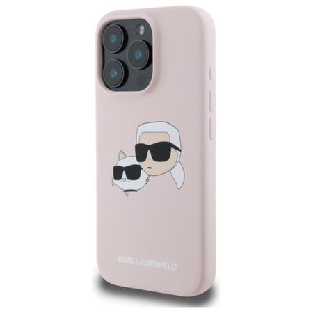 Karl Lagerfeld Silikon Doppelköpfe drucken MagSafe - iPhone 16 Pro Max Hülle (rosa)