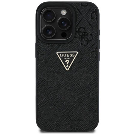 Guess Hot Stamp 4G Pattern Triangle Metal Logo - Case for iPhone 16 Pro (black)