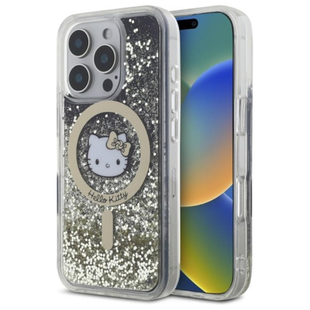 Hello Kitty Liquid Glitter Fever MagSafe - iPhone 16 Pro Case (black / gold)