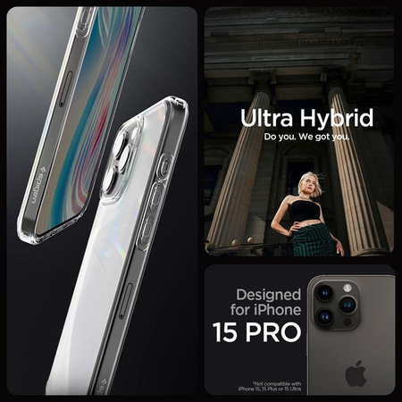 Spigen Ultra Hybrid - Coque pour iPhone 15 Pro (Frost Clear)