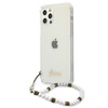 Guess White Pearl Strap - pouzdro pro iPhone 12 Pro Max (průhledné)