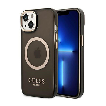 Guess Gold Outline áttetsző MagSafe - iPhone 14 tok (fekete)
