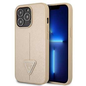 Guess Saffiano Triangle Logo Case - iPhone 13 Pro Max Case (beige)