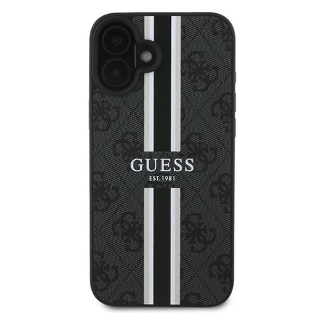 Guess 4G Gedruckte Streifen MagSafe - iPhone 16 Plus Tasche (schwarz)