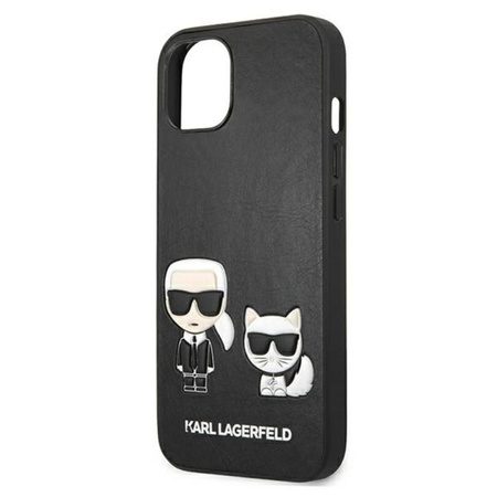 Karl Lagerfeld PU kožené pouzdro Karl & Choupette s reliéfem - iPhone 13 (černé)