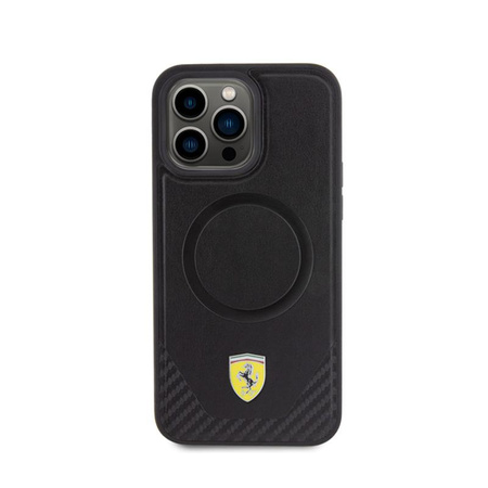 Ferrari Carbon Metall Logo MagSafe - iPhone 15 Pro Max Tasche (schwarz)