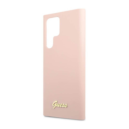 Guess Silikon Skript Metall Logo - Samsung Galaxy S23 Ultra Fall (rosa)