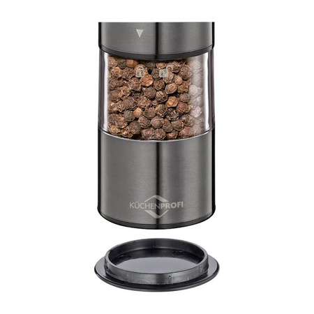 Küchenprofi Boston - Electric Salt and Pepper Mills with Ceramic Grinding Mechanism 23x5 cm Set of 2 (Grey)