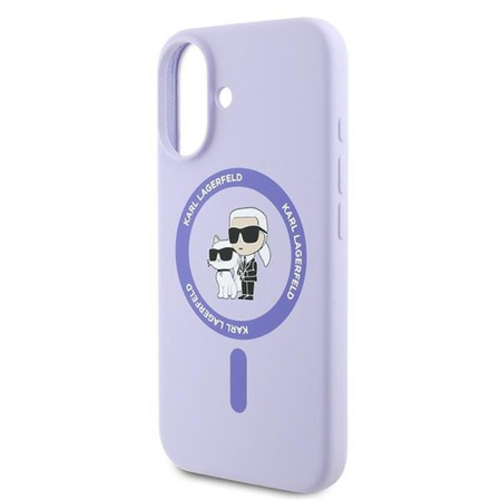 Karl Lagerfeld Silicone Karl & Choupette Ring MagSafe - Coque iPhone 16 (violet)