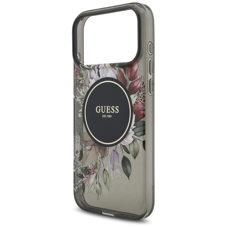 Guess IML Flowers Electro Pearl Strap MagSafe - Case iPhone 17 Pro Max (black)